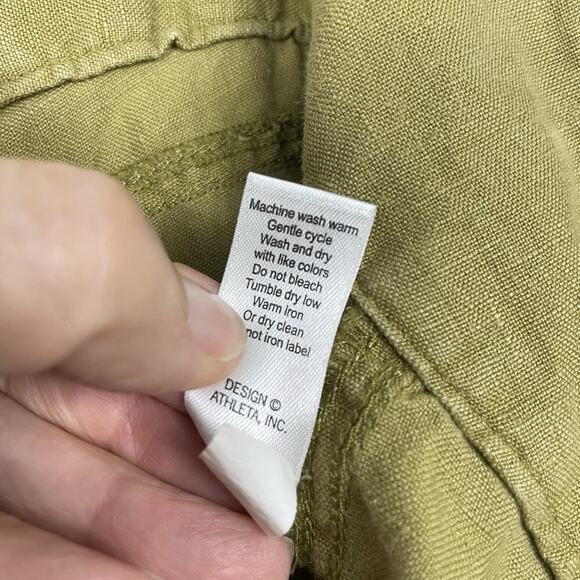 Athleta Lagoon 100% Linen Pants Women’s 14 Tall Green Moss Wide Leg Boho Coastal - Picture 14 of 14